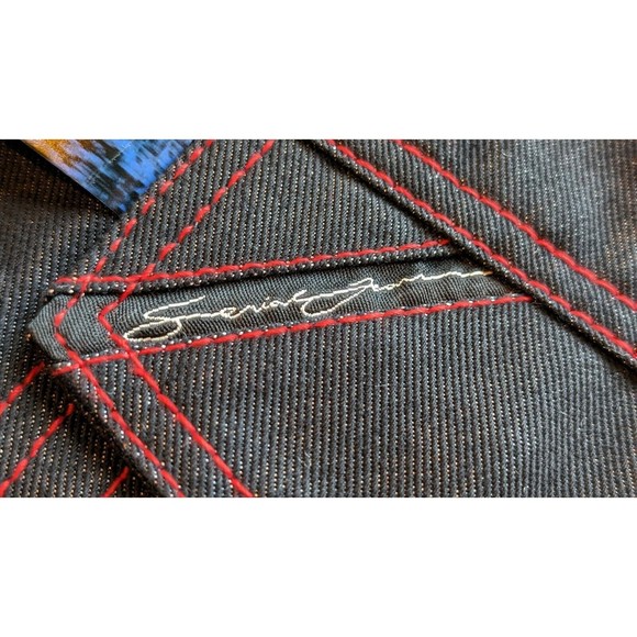 Deadstock Y2K Arctic Serial Jean Black Denim Jacket 2XL Glanz Hip Hop Urban NWT - Picture 6 of 16